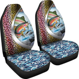 Fishing Car Seat Covers Rainbow Trout Fish Scales Mix Water Art Car Decor 182417 - YourCarButBetter