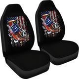 Fishing Largemouth Bass with American Flag Style Car Seat Covers 210906 - YourCarButBetter