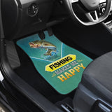 Fishing Makes Me Happy Largemouth Bass Fishing Car Floor Mats 182417 - YourCarButBetter