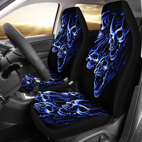 Flaming Gothic Skull Car Seat Covers 103131 - YourCarButBetter