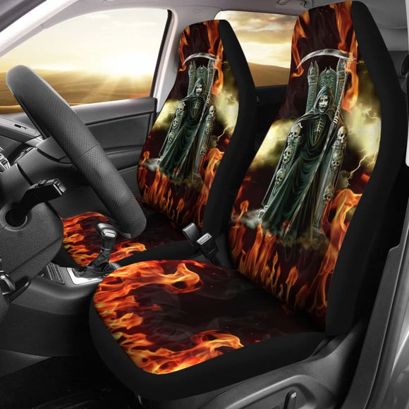 Flaming Grim Reaper Fire Car Seat Covers 212304 - YourCarButBetter