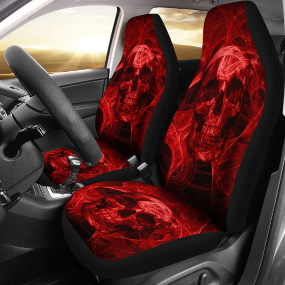 Flaming Red Fire Skull Car Seat Covers 211901 - YourCarButBetter