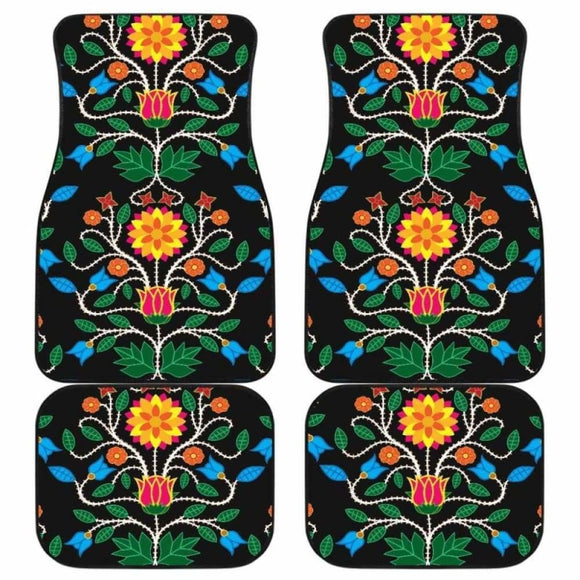 Floral Beadwork Four Clans Car Floor Mats 153908 - YourCarButBetter