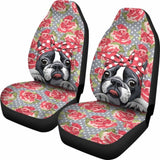 Floral Boston Terrier Car Seat Covers 153908 - YourCarButBetter