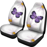 Floral Butterfly White and Purple Car Seat Covers 211301 - YourCarButBetter