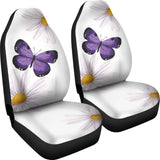 Floral Butterfly White and Purple Car Seat Covers 211301 - YourCarButBetter