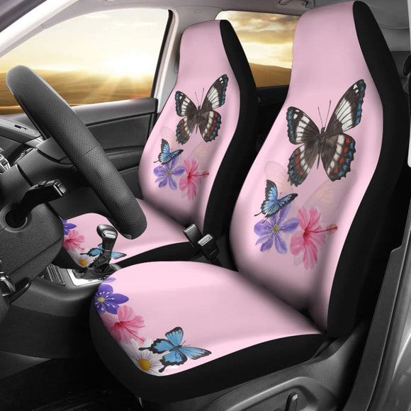 Floral Colorful Butterflies Pink Themed Car Seat Covers 211301 - YourCarButBetter