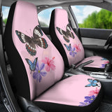 Floral Colorful Butterflies Pink Themed Car Seat Covers 211301 - YourCarButBetter