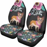 Floral French Bulldog Car Seat Covers 194110 - YourCarButBetter
