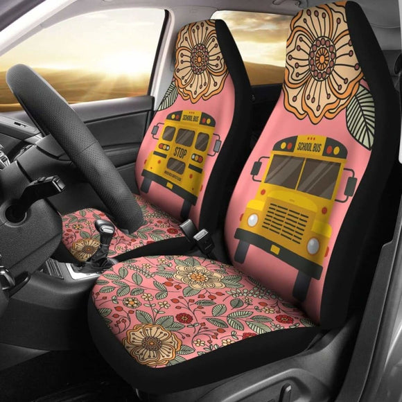 Floral School Bus Car Seat Covers 153908 - YourCarButBetter