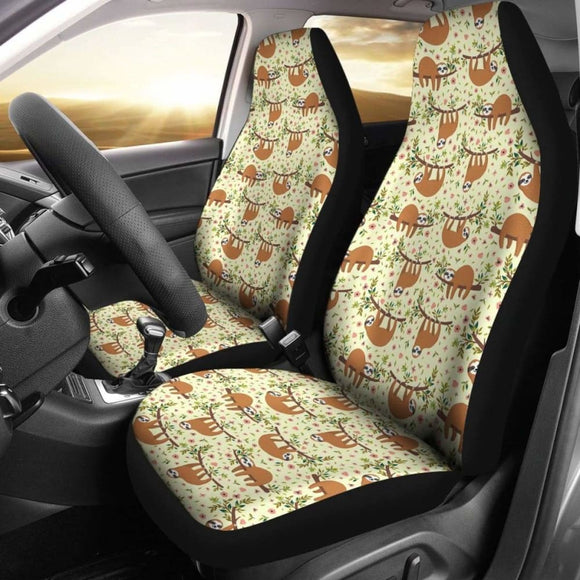 Floral Sloth Car Seat Covers 144902 - YourCarButBetter