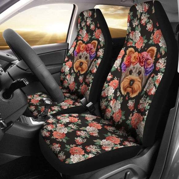 Floral Yorkie Car Seat Cover 221205 - YourCarButBetter