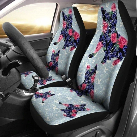 Flower French Bulldog Car Seat Covers 194110 - YourCarButBetter