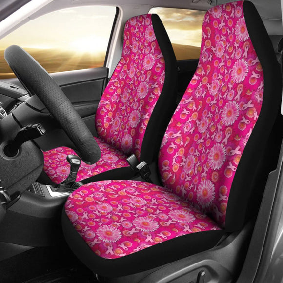 Flowers And Pink Ribbons Breast Cancer Car Seat Covers 550317 - YourCarButBetter