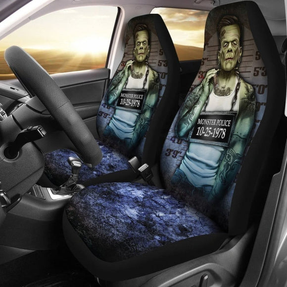 Frankenstein Car Seat Covers Custom Police Wanted Car Decoration 101819 - YourCarButBetter