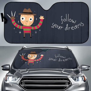 Freddy Krueger Always Follow Your Dreams Car Auto Sun Shades 212903 - YourCarButBetter