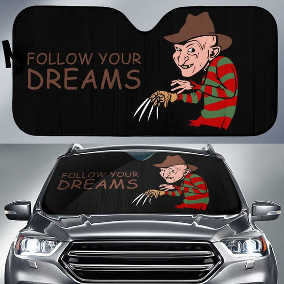 Freddy Krueger Follow Your Dreams Car Auto Sun Shades 212903 - YourCarButBetter
