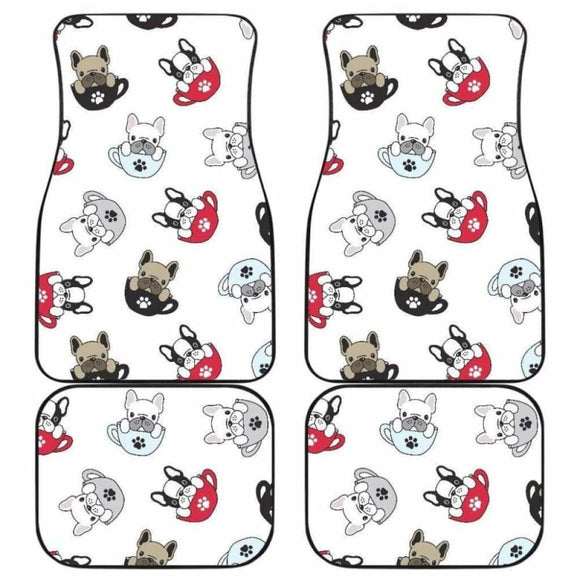 French Bulldog Cup Paw Pattern Front And Back Car Mats 203410 - YourCarButBetter