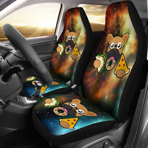 French Bulldog Eating Tacos Donuts and Pizza Car Seat Covers 094201 - YourCarButBetter