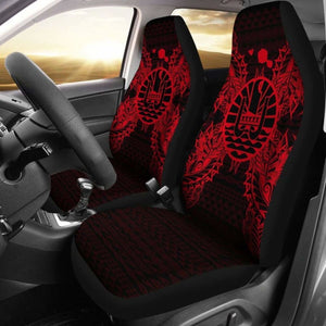 French Polynesia Car Seat Cover - French Polynesia Coat Of Arms Map Red - 105905 - YourCarButBetter