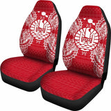 French Polynesia Car Seat Cover - French Polynesia Coat Of Arms Map Red White - 105905 - YourCarButBetter