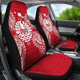 French Polynesia Car Seat Cover - French Polynesia Coat Of Arms Map Red White - 105905 - YourCarButBetter