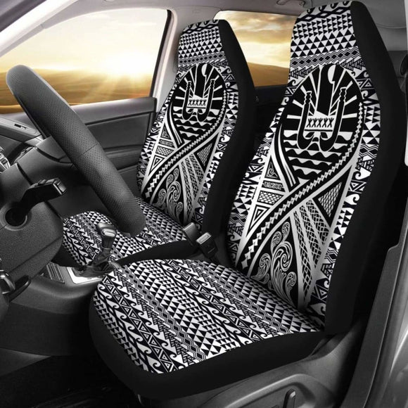 French Polynesia Car Seat Cover - French Polynesia Coat Of Arms Polynesia Tattoo Black - 105905 - YourCarButBetter