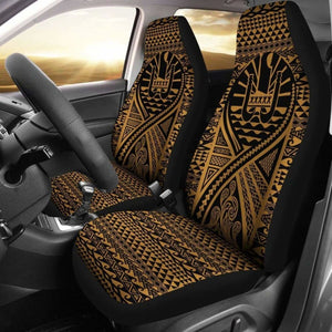 French Polynesia Car Seat Cover - French Polynesia Coat Of Arms Polynesia Tattoo Gold - 105905 - YourCarButBetter