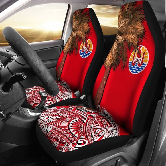 French Polynesia Car Seat Covers Palm Tree Polynesian Pattern 174510 - YourCarButBetter