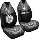 French Polynesian Car Seat Cover - French Polynesian Coat Of Arms Polynesian Chief Tattoo Black Version - 10 174914 - YourCarButBetter
