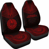 French Polynesian Car Seat Cover - French Polynesian Coat Of Arms Polynesian Chief Tattoo Deep Red Version - 10 174914 - YourCarButBetter