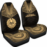 French Polynesian Car Seat Cover - French Polynesian Coat Of Arms Polynesian Chief Tattoo Gold Version - 10 174914 - YourCarButBetter