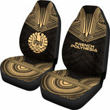 French Polynesian Car Seat Cover - French Polynesian Coat Of Arms Polynesian Chief Tattoo Gold Version - 10 174914 - YourCarButBetter