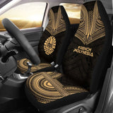 French Polynesian Car Seat Cover - French Polynesian Coat Of Arms Polynesian Chief Tattoo Gold Version - 10 174914 - YourCarButBetter