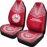 French Polynesian Car Seat Cover - French Polynesian Coat Of Arms Polynesian Chief Tattoo Red Version - 10 174914 - YourCarButBetter