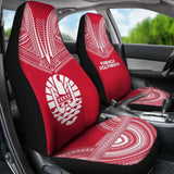 French Polynesian Car Seat Cover - French Polynesian Coat Of Arms Polynesian Chief Tattoo Red Version - 10 174914 - YourCarButBetter