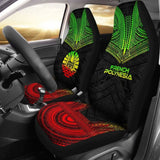French Polynesian Car Seat Cover - French Polynesian Coat Of Arms Polynesian Chief Tattoo Reggae Version - 10 174914 - YourCarButBetter
