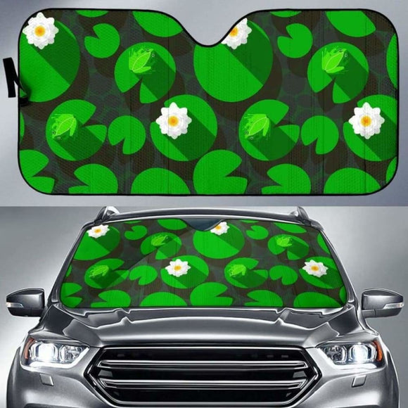 Frog Waterlily Pattern Car Auto Sun Shades 104020 - YourCarButBetter