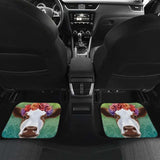 Front And Back Car Mats- Cow Head Flower (Set Of 4) 144730 - YourCarButBetter