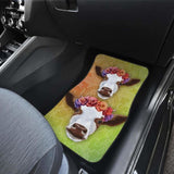 Front And Back Car Mats- Cow Head Flower (Set Of 4) 144730 - YourCarButBetter