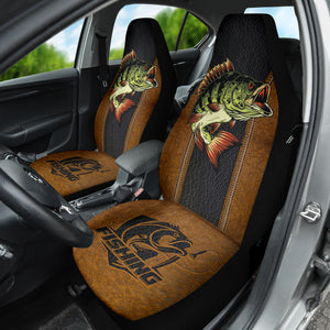 Largemouth Bass Fishing Leather Style Printing Car Seat Covers 211201