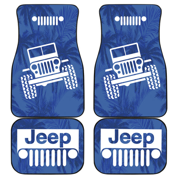 Jeep Offroad Blue White Beach Palms Style 2 Car Floor Mats 211401