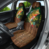 Largemouth Bass Fishing Wood Style Printing Car Seat Covers 211201