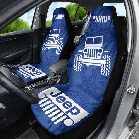 Jeep Offroad Blue White Beach Palms Style 2 Car Seat Covers 211401