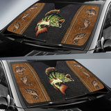 Largemouth Bass Fishing Leather Style Printing Car Auto Sun Shades 211201