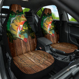 Largemouth Bass Fishing Wood Style Printing Car Seat Covers 211201