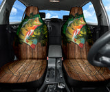 Largemouth Bass Fishing Wood Style Printing Car Seat Covers 211201