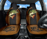 Largemouth Bass Fishing Leather Style Printing Car Seat Covers 211201