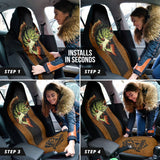 Largemouth Bass Fishing Leather Style Printing Car Seat Covers 211201