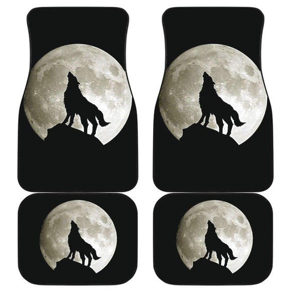 Full Moon Wolf Howling Car Floor Mats 212801 - YourCarButBetter